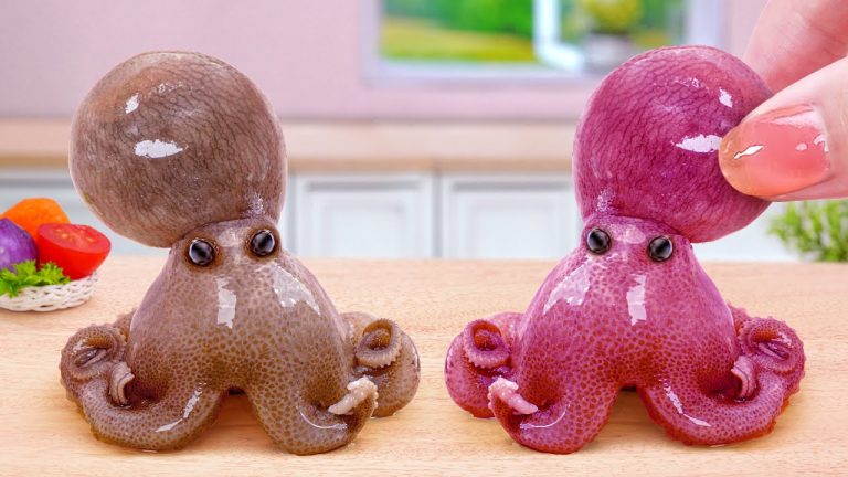 Best Of Seafood Recipe 😘 Spicy Miniature Korean Octopus Stir Fried Hot Cheese 💖 Tina Mini Cooking