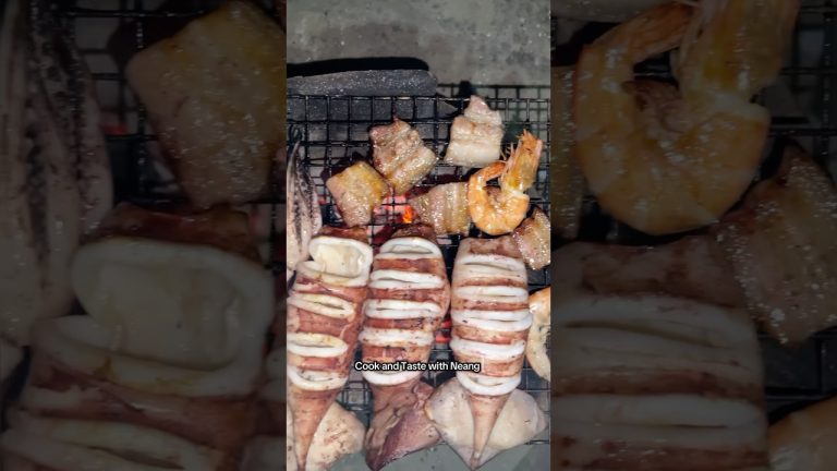 🥓🦐🐙🥬🥒😋 #food #cooking #bbq #shorts