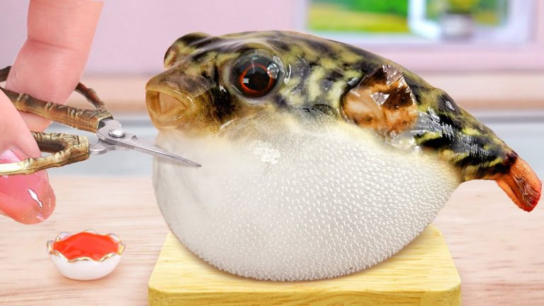 Best Seafood Cooking 🤗 How To Cook Miniature Japanese Puffer Fish Spicy Eel 🐡 Tina Mini Cooking