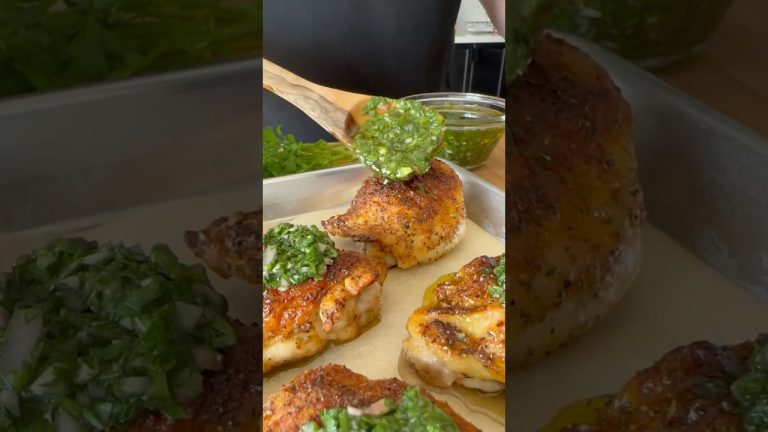 Air Fryer Chicken Thighs with Chimichurri 🍗🌿 #airfryerrecipes #airfryerchicken