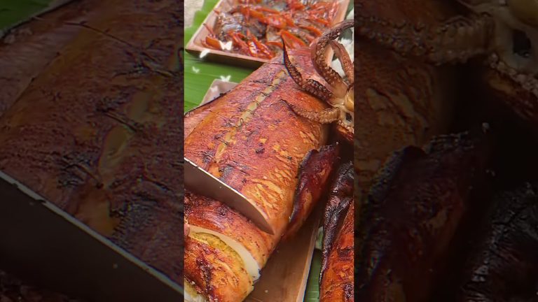 Stuffed Giant Squid With Yellow Corn #food #explore #recipe #squid #trending #likeandsubscribe #fyp