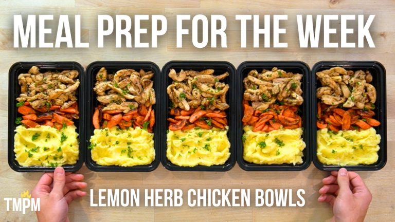 These Garlic Butter Mashed Potatoes are Rocking my World | Lemon Herb Chicken Bowls Meal Prep