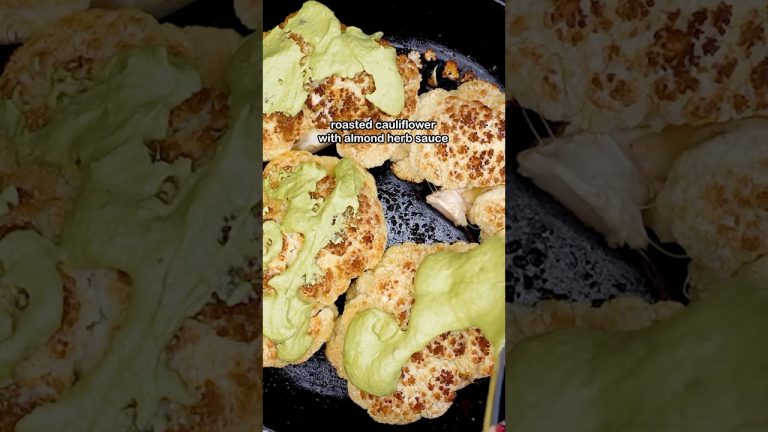 Best Roasted Cauliflower with Almond Herb Sauce 💚 #recipe #cooking