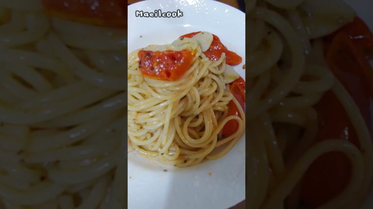 미끄럼 타는 토마토 알리오올리오 스파게티 오늘의메뉴😋 Slippery Tomato Aglio Olio Spaghetti Today’s Menu