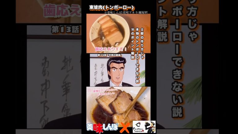 【美味しんぼ】士郎の作ったトンポーローは、ただの豚バラ肉煮込みだった説#youtubeshorts #美味しんぼ