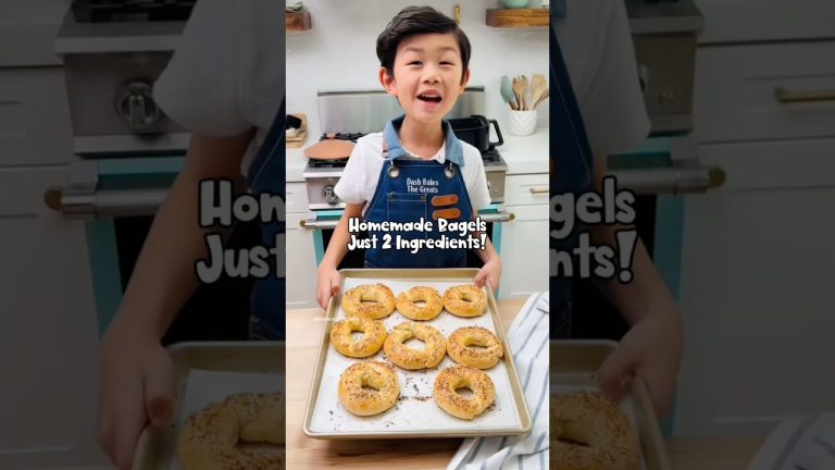 Dash shows you how to make easy delicious 2 ingredients bagels! #bagels #kidschef #kidsbaker