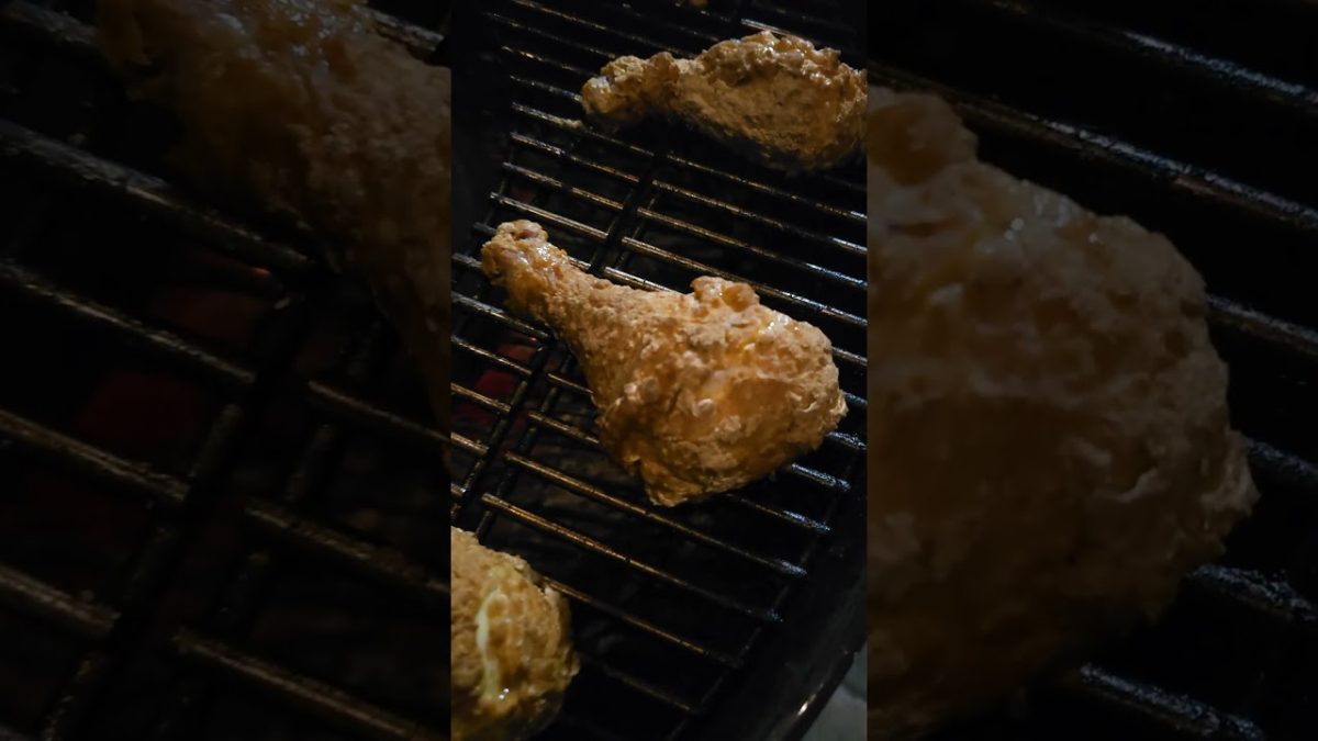 Man fried chicken on a grill #cookinwidkunchi #bbq #food