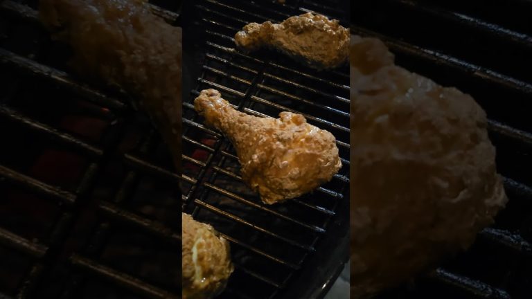 Man fried chicken on a grill  #cookinwidkunchi #bbq #food