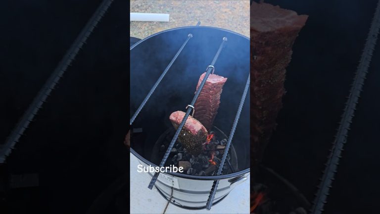 Drum smoker, ribs and brisket point.  #bbq #smokegrill #grill