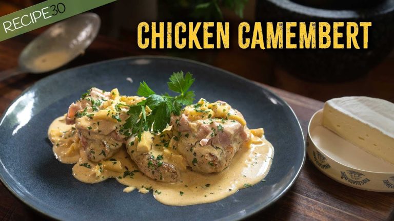 One Pan Chicken with Ham & Camembert, Garlic Cream Sauce