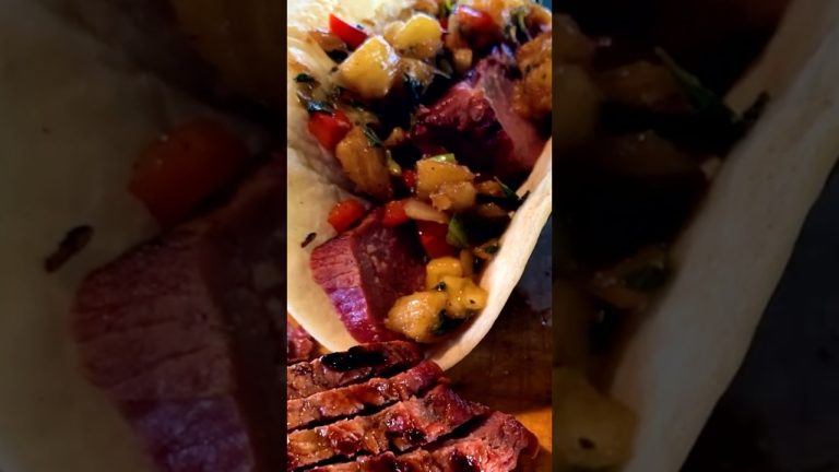 Grilled Pineapple Salsa On Tacos #foodie #shorts #tacos