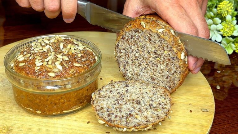 🍞 Bread in 5 minutes! No flour, no yeast – a delicious and healthy homemade bread recipe!!