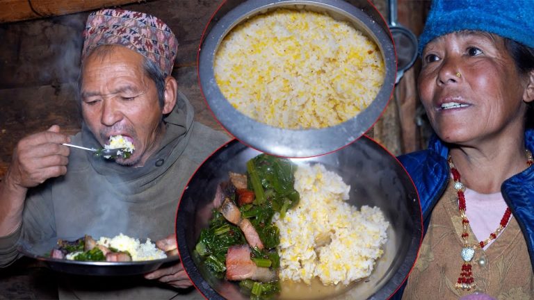 Pork & mustard veg mix curry and rice || jungle man's wife cooks for him @junglefamilycooking