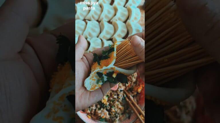 Beautiful and satisfied pasta momos#shorts#pasta#design#momos