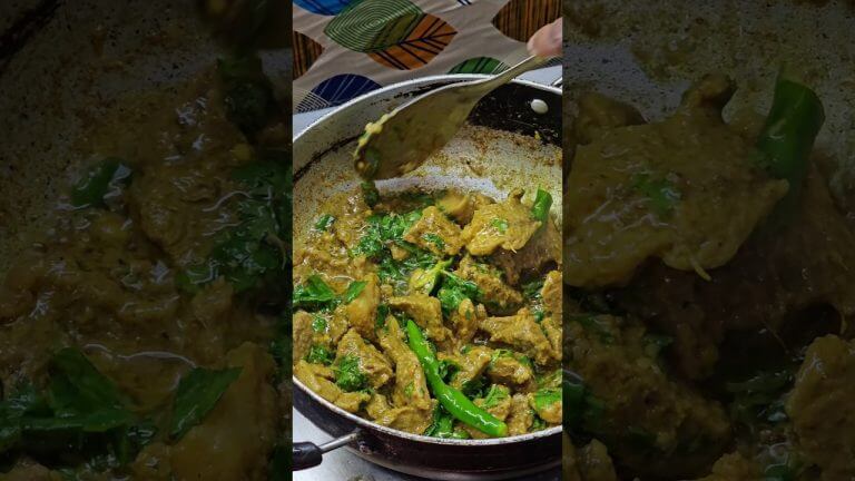 Hyderabadi hari mirch ka tala hua gosht 💚 #shorts #viral #recipe