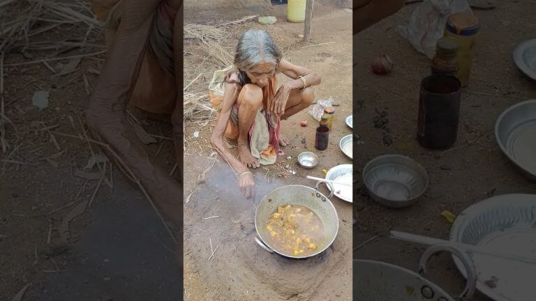 105 year old widow grandma cooking Pork Curry recipe ||Village life