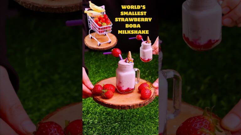 Making 1 million Boba strawberry Milkshake!🤗🤗🤗🤗🧋💔🤌🏻🤌🏻🤌🏻#shorts