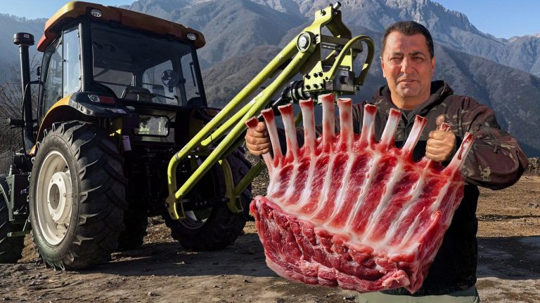 I Cooked Giant Beef Ribs Using a Tractor – Crazy BBQ Experiment!