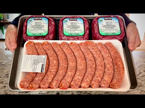 Costco Ground Beef & Pork Sausages / Costco 2025 / Costco Meat / Ragu Sauce Recipe / ASMR cooking