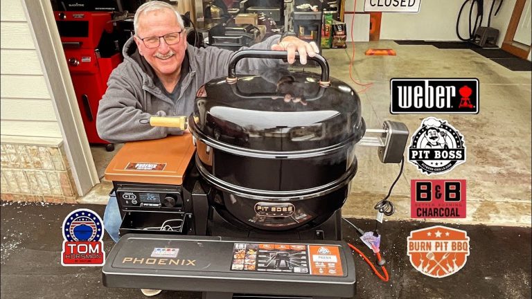 Pit Boss Phoenix / Weber Rotisserie / Chicken;  Using Charcoal and Wood Pellets Together! / Perfect!