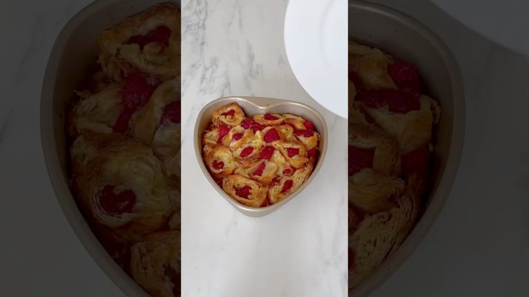 Caramelized Croissant tart  #Valentine day #baking #yummy #easy #recipe #raspberry #yummybaking￼￼￼￼