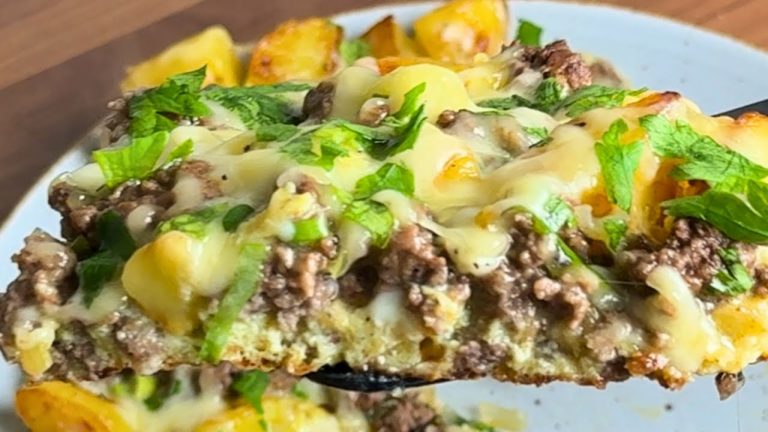 Just add eggs to potatoes & ground beef. It’s so delicious! Easy breakfast lunch or dinner