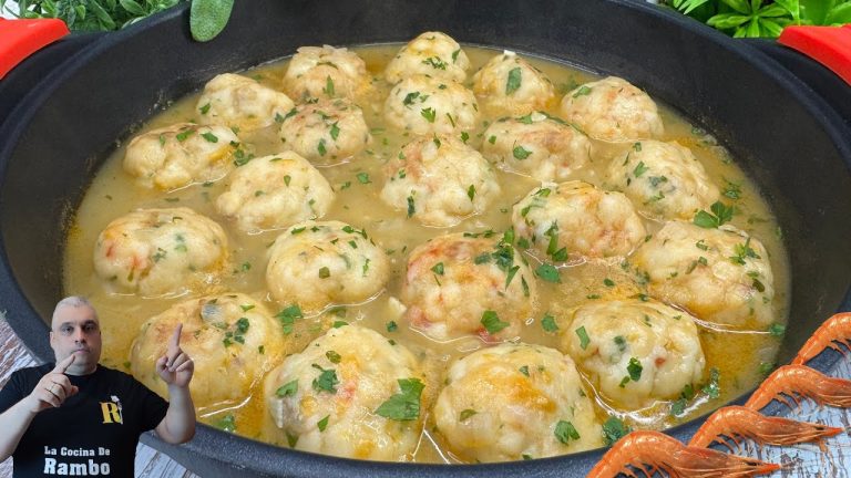 Albóndigas de Merluza y Gambones en salsa 🤩Muy JUGOSAS – Receta FÁCIL🐟 BRUTAL