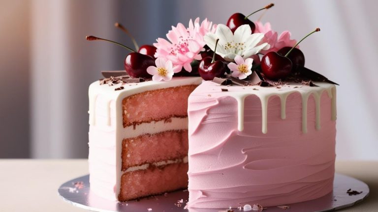 Dessert Recipes:  Cute Pink Japanese Cherry Blossom Cake !