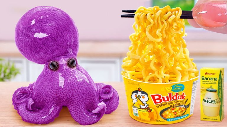 Best Seafood Lovers Recipe 🤤 Miniature Stir Fried Octopus Noodles and Egg ❣️ Tina Mini Cooking