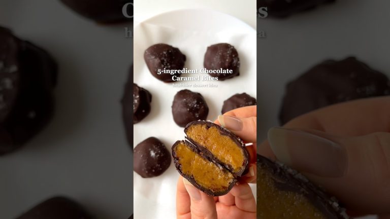 Healthier Dessert Idea: 5-ingredient Chocolate Caramel Bites😍 #easyrecipes #healthydesserts