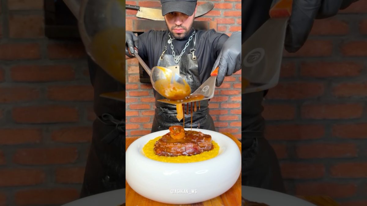 Beef Osso Buco with Saffron Risotto (Risotto allaMilanese)recipe 🥩🍚 #italianfood #risotto #shorts