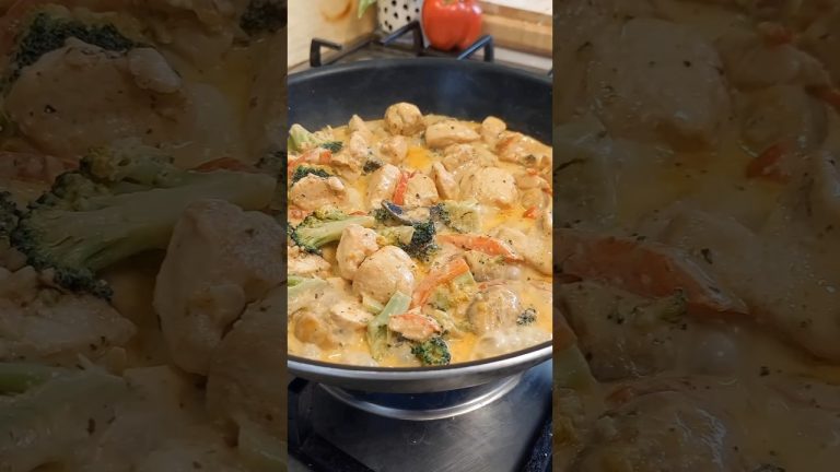 One pot Chicken broccoli and mushroom 🍄 😋 #shorts