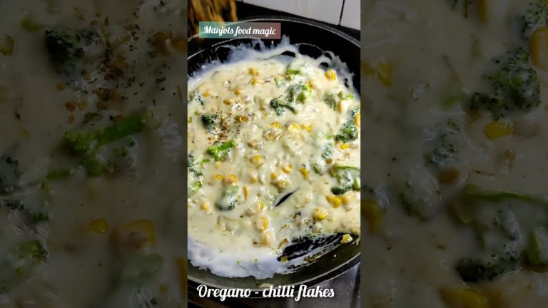 Corn Broccoli White sauce pasta 😋 #manjotsfoodmagic #cheesepasta