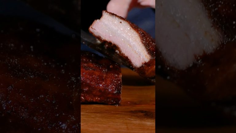 Juicy and tender smoked pork belly