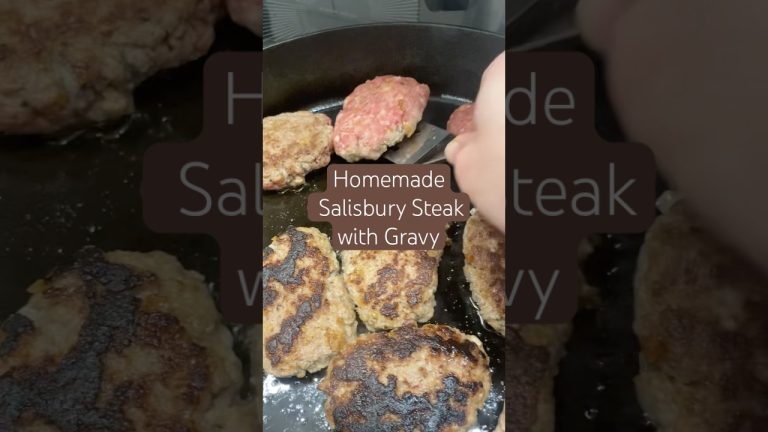 Salisbury Steak Recipe with Brown Gravy at Home #castironcooking #budgetmeals #hamburger
