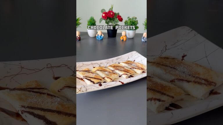 Trending recipe of chocolate pockets #shorts #recipe #chocolate #nutella #bread