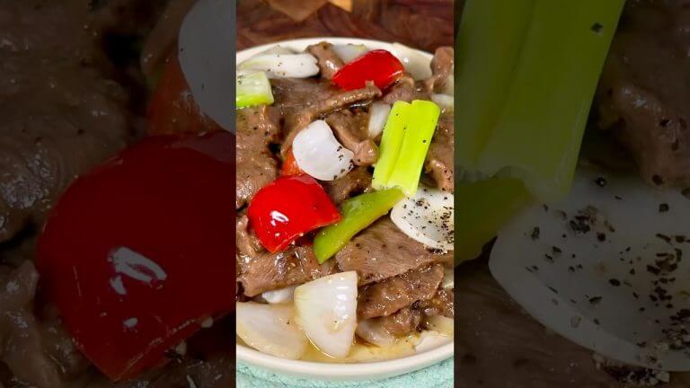 Black Pepper Beef Recipe  #cooking  #food #beef #blackpepperbeef #fyp