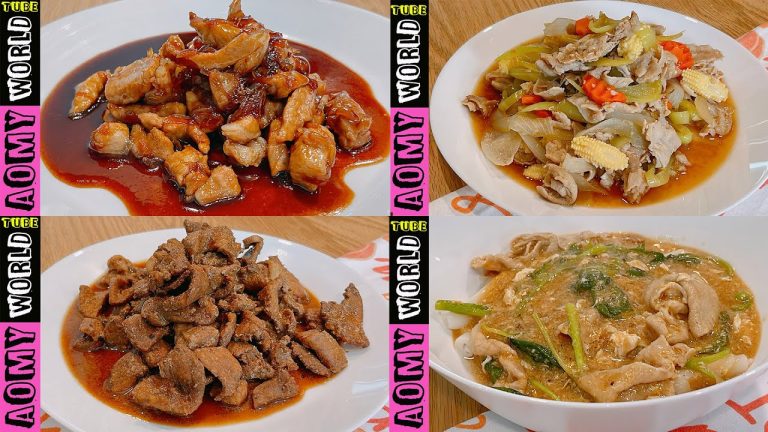 Thai food | 4 Pork Recipes | AomyWorldTUBE | YUMMY ❤