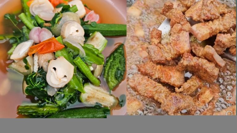 Crispy pork belly at gulay