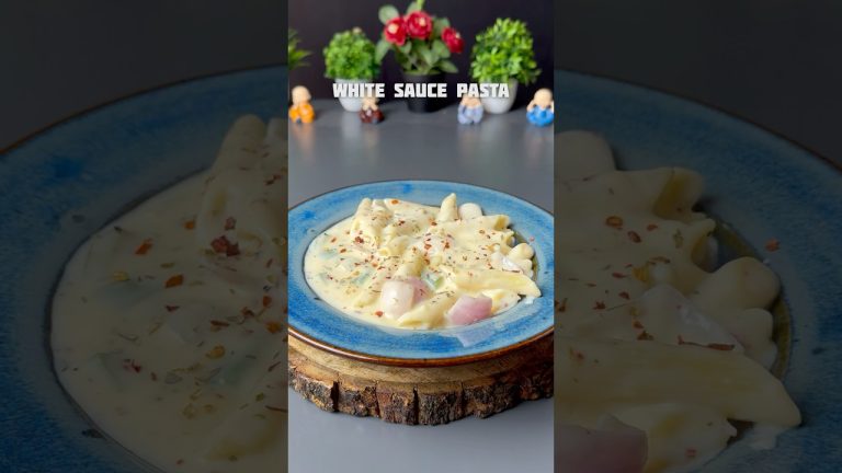 Trending recipe of white sauce pasta #shorts #recipe #pasta #whitesaucepasta