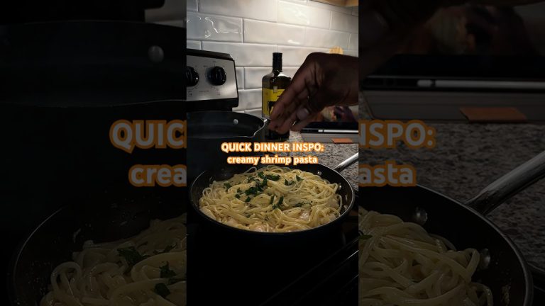 Creamy pasta for dinner🍝#shrimpalfredo #creamypasta #pastarecipe #foodshorts