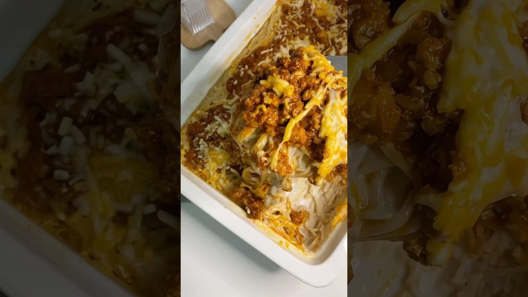 Cheesy & Creamy Baked Spaghetti 🍝 #shorts