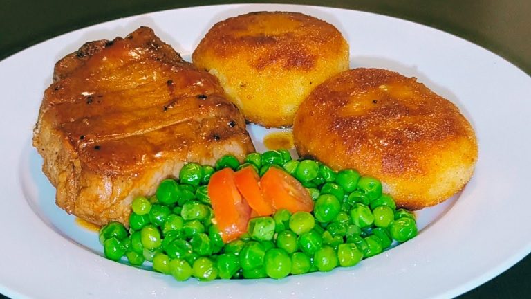 How to make  Delicious  Pork Steak Dinner with Golden Crispy Potato Patties