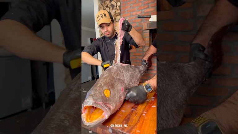 Fried Argyrosomus regius recipe with rice 🔥🐬#shorts #food #fish #seafood