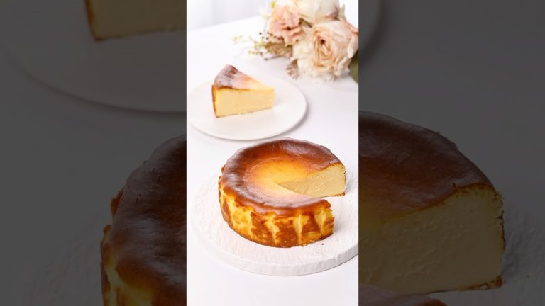 🍰Make a Burnt Basque Cake at home, creamy and gooey easy cheesecake recipe. #basquecheesecake