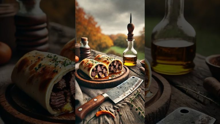 Beef Pita Rolls 🥩 🍽️ 🔪 Would You Try This? #outdoorcooking #shorts #food #beef #trending