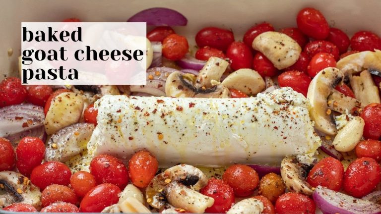 Baked Goat Cheese Pasta with Spinach! Easy Vegetarian Dinner Idea!