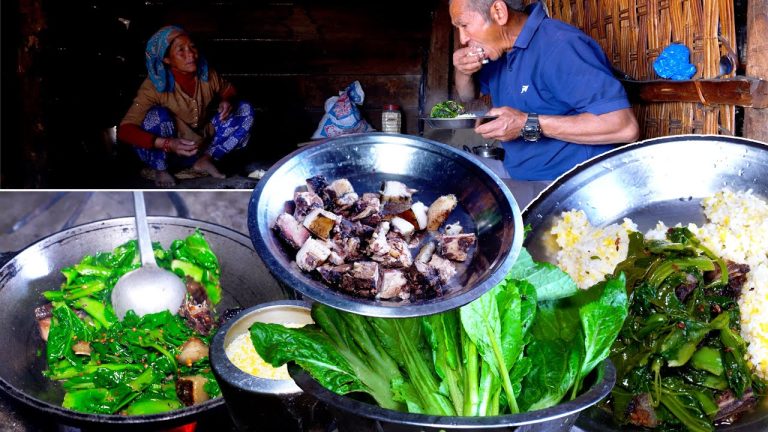 jungle man & his wife  PORK & MUSTARD curry rice || jungle family cooking @junglefamilycooking