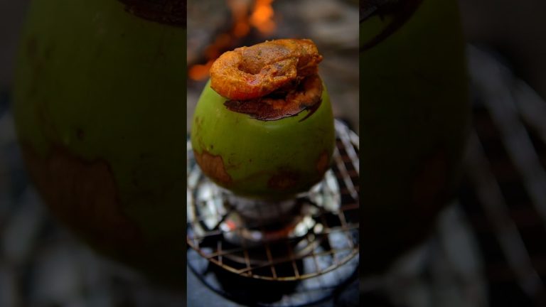 Coconut 🫒 + Prawn 🦐 Curry 🥰 Village Lunch Recipe #shorts #youtubeshorts