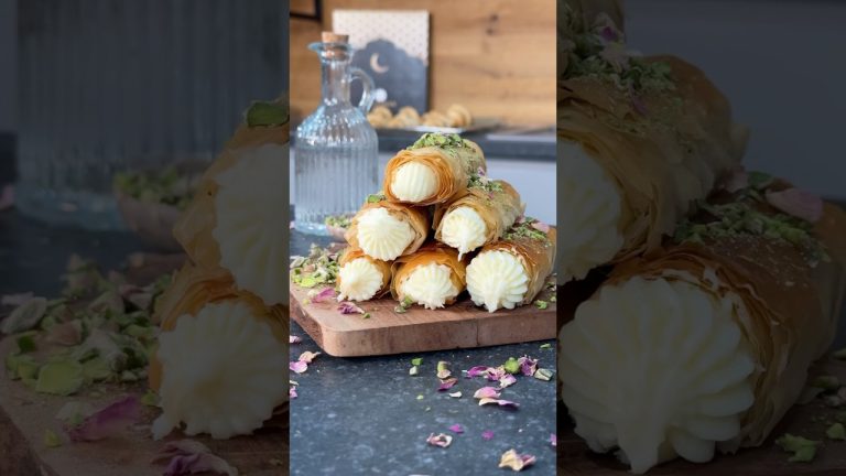 Kennt ihr Znoud El Sit? 😍 Baklava-Röllchen mit Milchpudding #eidrezept #eidmubarak